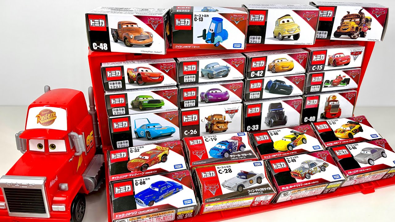 ASMR 58 minutes Organizing Disney Pixar Cars 1, 2, 3 Tomica into Mack Hauler | McQueen & Friends