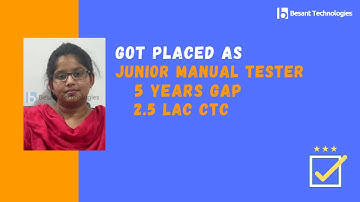 Besant Technologies Velachery Reviews | Marie Got Placed as Tester After 5 Year GAP | Success Story