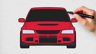 How to Draw a Mitsubishi Lancer Evo Step by Step | Evolution IX Car Drawing Easy