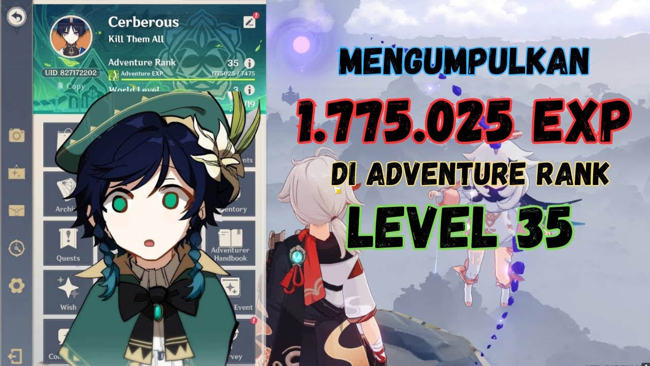 Sudah Gila!! Stack EXP sampai 1.775.025 EXP di Adventure Rank Level 35 Genshin Impact!! YouTube