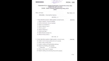 1st year BCA  NEP 2nd sem object oriented programming using java #questionpaper #computer #BCA 2022