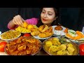 Wow asmr eating egg theharichicken koshabirun ricefishfrysalmon fishveg currypuli pitacabegfry