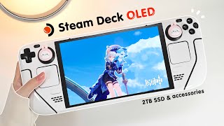 🧡 NEW Steam Deck OLED unboxing | 2TB SSD | Windows dual boot | genshin | accessories