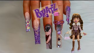 My First Bratz Doll Nail Art On Acrylic Nails!!! 💫 its easier than you think 💫