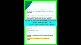 washington mandatory alcohol server training mast test 60 questions with 100 correct answers verifie