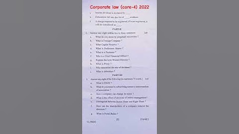 Corporate law (Core-4) question paper of 2022, Utkal University,B.com #viral#youtubeshorts