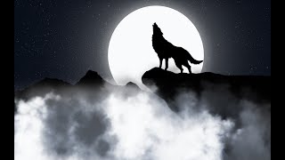 Howling wolf vector in photoshop. How to make vectors in Photoshop. Moon, Mointains and clouds,stars