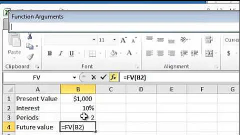 Calculating Future Value Using Microsoft Excel-Annual Compounding
