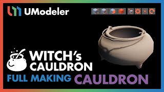 3D Modeling in Unity - Full Making Video of a Cauldron in the Witch's Cauldron with UModeler