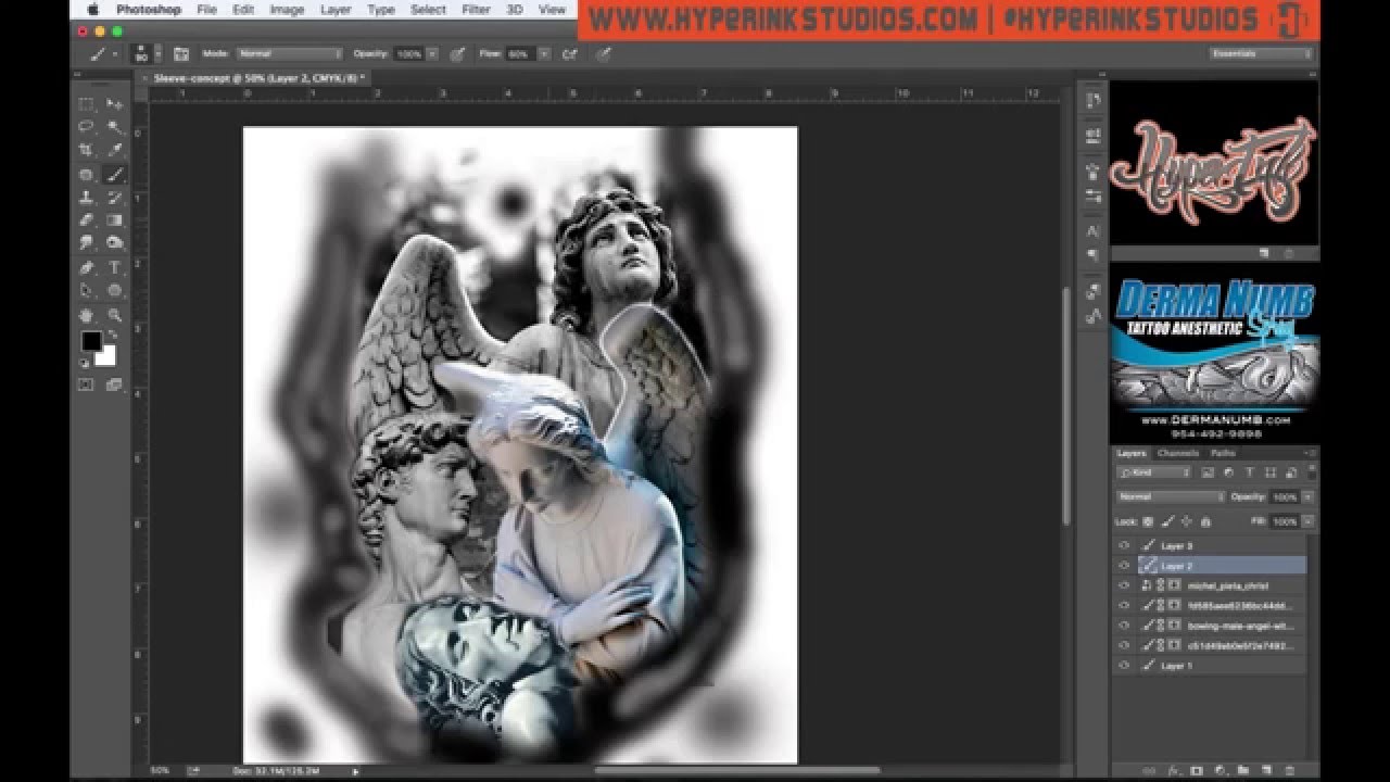 How to use photoshop for tattoo designs YouTube