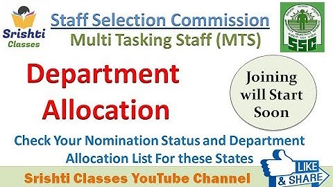 SSC MTS Department Allocation 2016  | Tamilnadu | Telengana | Andhra Pradesh | Pondicherry