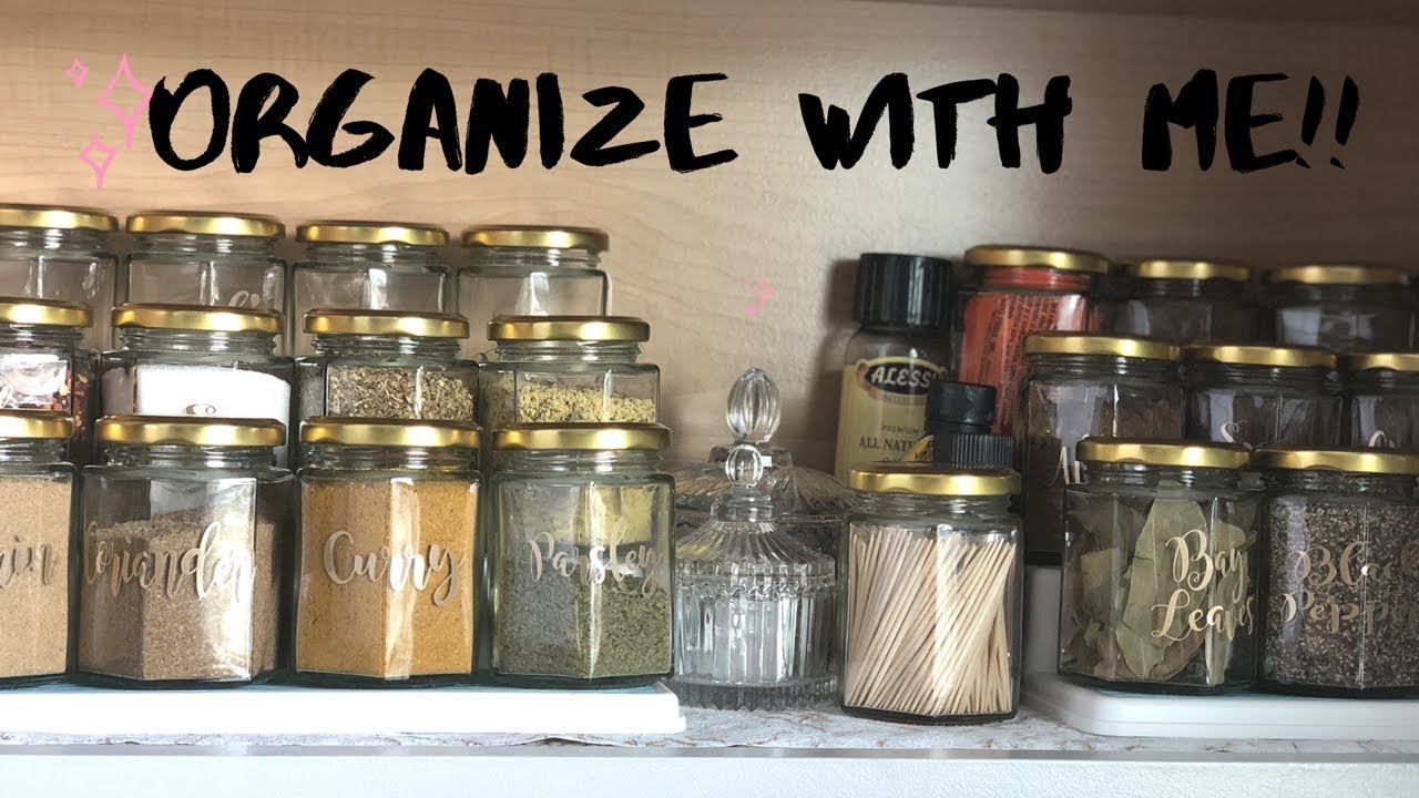 Organizing Kitchen Cabinets/Spice Cabinets - YouTube