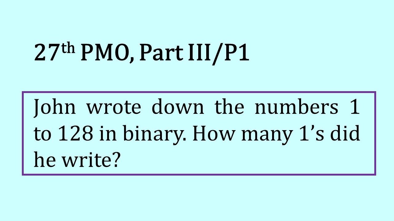 27th PMO Qualifying Stage - Part III - Problem 1 - YouTube