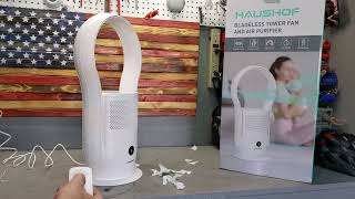 HAUSHOF Bladeless Tower Fan and Air Purifier - product Unboxing Test and REVIEW