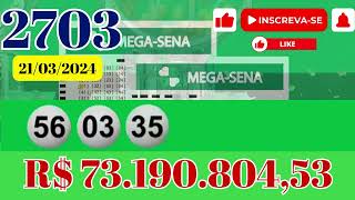 Resultado Mega Sena 21/03/2024 l Sorteio Mega Sena 2703. Confira na Descrição os ganhadores.