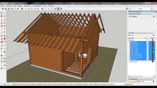 Баня из бруса с комнатой отдыха 6x6 своими руками.  Проект в SketchUp.