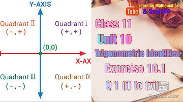 Trigonometric Identities Unit 10|Exercise 10.1 Question 1 (i) to (vi) | Class 11 | 1st year Math