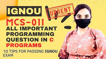 IGNOU Mcs 011 Important Questions🔥🔥100% Scoring Tricks| C Programming SOLVED Example | #arpitashilpi