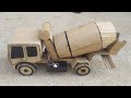 How to make concrete mixer truck from cardboard 