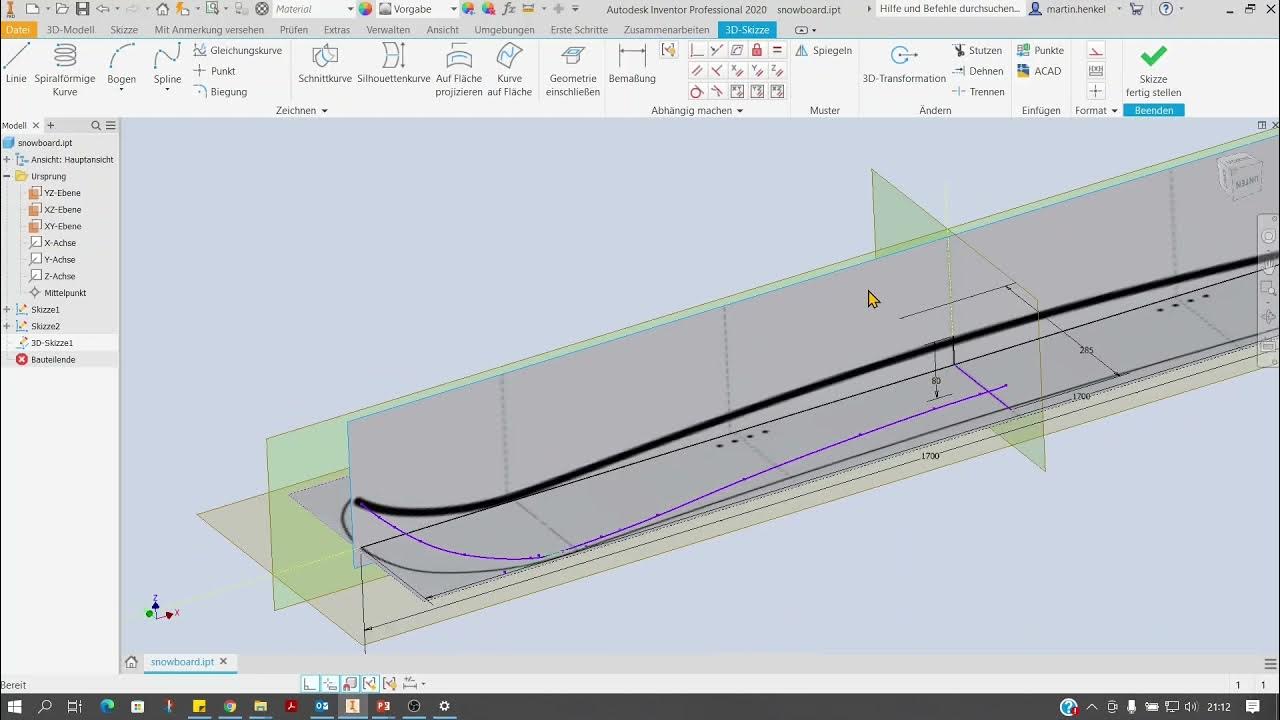 02 Snowboard CAD Inventor Freiform YouTube