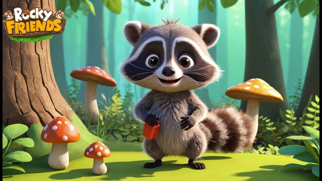 Rocky Raccoon Hunts for Tiny Mushrooms 🦝🍄, 3D Animated Nursery Rhyme ...
