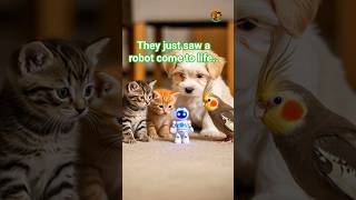 Robot Takes Its First Step Ever,Baby Animals React with Pure Amazement. #wildcubsandpets #short