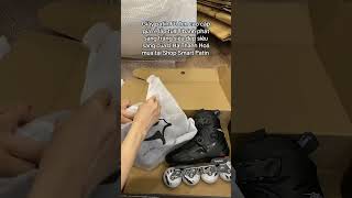 Giày patin FE đen cao cấp giá rẻ lắp full 8 bánh phát sáng trắng siêu đẹp siêu sáng của b Hà Thanh H