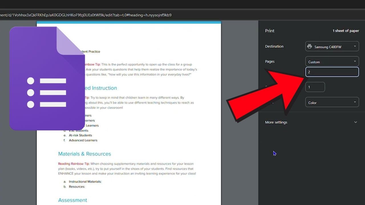 How to Print Selected Pages in Google Docs - YouTube