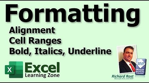 Microsoft Excel - Formatting - Alignment, Cell Ranges, Bold, Italics, Underline