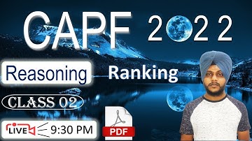CAPF Reasoning 2022 - Ranking | Class 02 || by Balwinder Singh #CAPFREASONING #CAPF2022