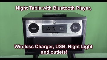 Webetop Bedside Table with Night Light, Wireless Charger, USB, 120V Outlets, Bluetooth Player REVIEW