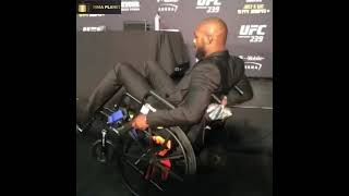 Jon Jones On A Wheelchair After Thiago Santos Fight