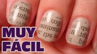 Decorar uñas con periódico MUY FACIL (Uñas decoradas) | Pintar uñas con esmalte sencillas