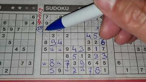 (#3119) Monday. Three Stars Sudoku puzzle. Bonus Extra edition. 07-19-2021 Extra part 1 of 3