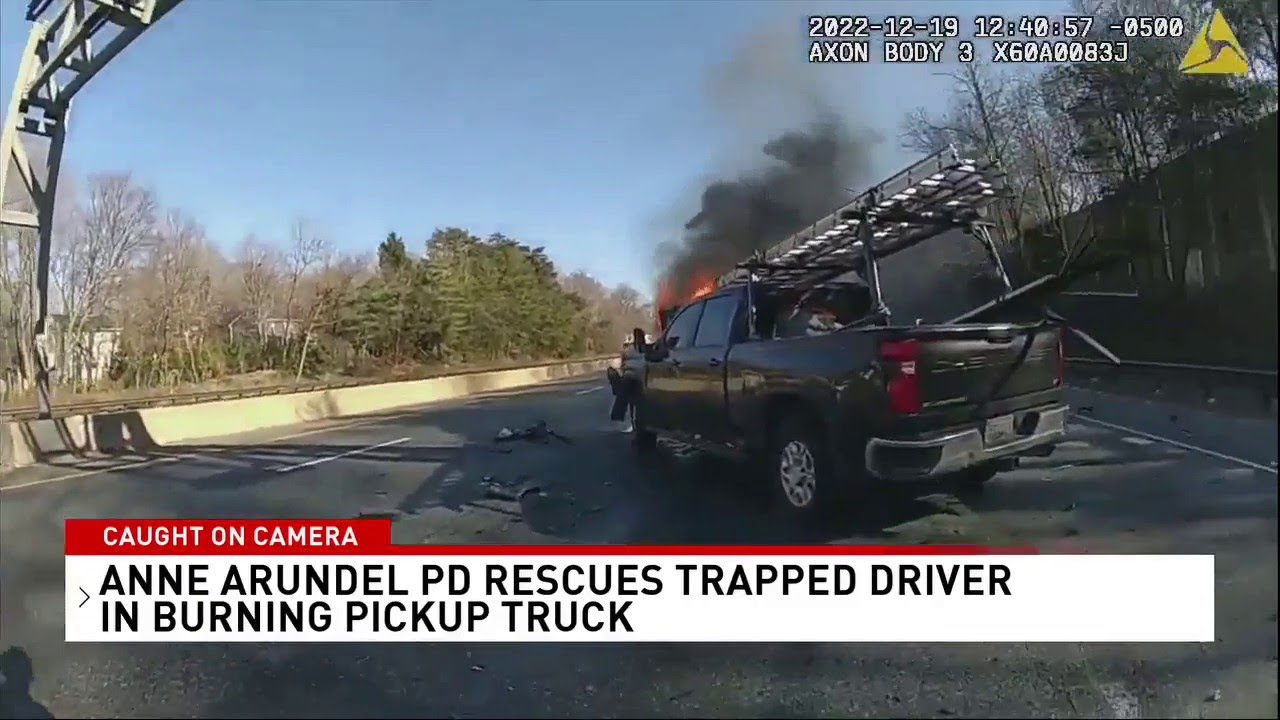 Police rescue person from burning vehicle on route 50 in Anne Arundel ...