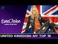 United Kingdom In Eurovision: MY TOP 18 (2000-2017)
