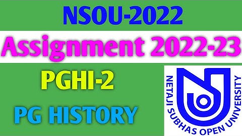 NSOU PG PGHI-02 Assignment 2022 | PGHI-02 MCQ Answer 2022 |