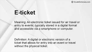 E-ticket Meaning