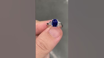 3.4 Ctw Royal Blue Ceylon Sapphire & D VVS Diamond Platinum Ring