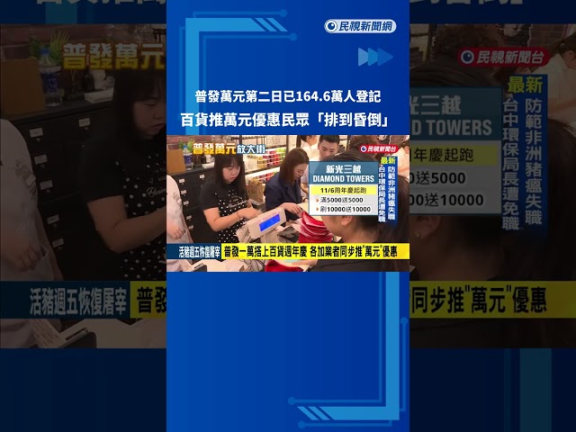 普發1萬"登記第二天" 截至週四上午逾164.6萬完成－民視新聞