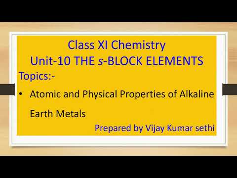 Chemistry 11 Chapter 10 The s-Block Elements #Atomic & Physical Properties of Alkaline Earth Metals