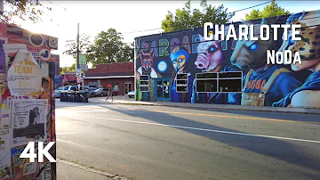 Tour Around NoDa arts district, Charlotte (North Carolina) | 4K