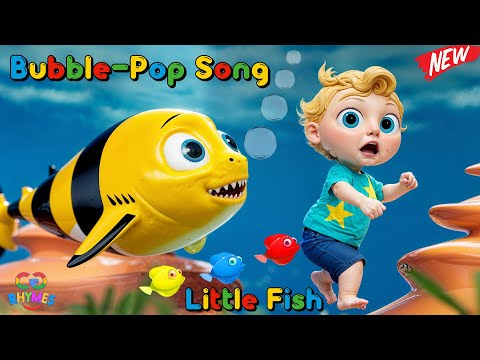 Baby Shark Chasing Little Fish Swimming in Water 🐠| Bubble Pop Song –Learn Colors & Numbers|#Rhymes