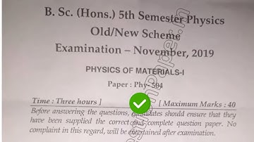 2019 Mdu BSc Phy Hons 5th Sem Physics of Material Question Paper