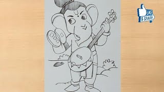 Simple Pencil shading of Baal ganesha || Baal ganpati pencil drawing