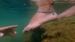 Touching beautiful anklet feet under water | Feet love HD