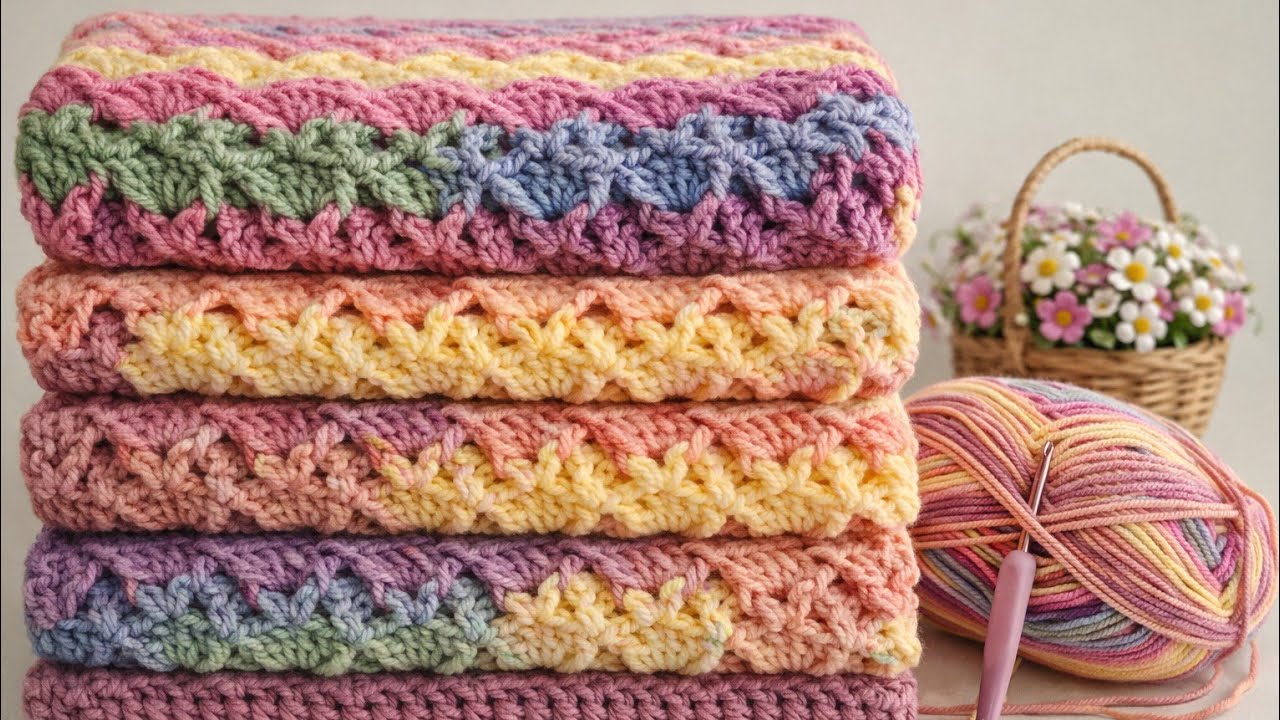 Вам понравится! 😀 Вы легко сможете связать это одеяло крючком за 3 дня! Быстрое вязание!