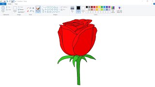 How to draw Rose Flower on computer using Ms Paint | Flower Drawing | Ms Paint. screenshot 2