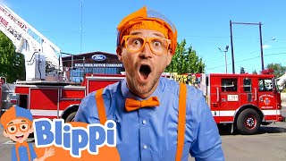 Blippi Explores a Fire Truck | Classic Blippi Adventures | Vehicle Videos for Kids | Moonbug Kids