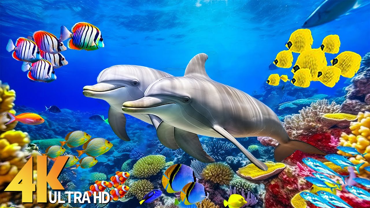 Ocean 4K – Sea Animals For Relaxation, Beautiful Coral Reef Fish In Aquarium (4K Video Ultra HD) #5